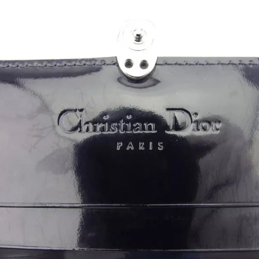Dior Trifold Wallet CD Mark Enamel Leather Authentic Used